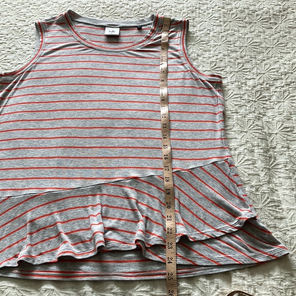 Cabi gray with orange sleeveless tank with rounded neck and peplum bottom. - Picture 12 of 12